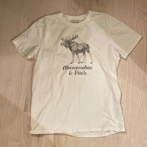 Abercrombie & Fitch Vintage Moose Wash Out Mens Tee Medium White